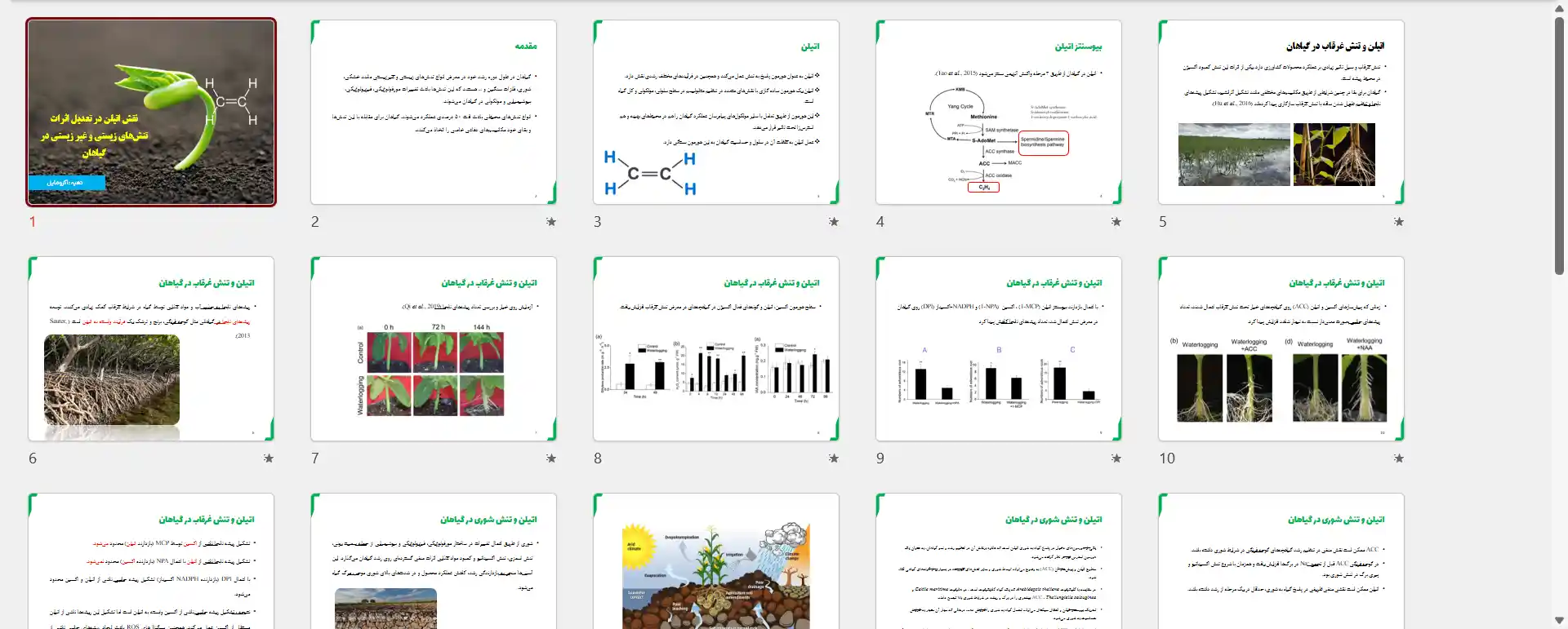 دانلود پاورپوینت نقش هورمون اتیلن در تنش های محیطی گیاهان